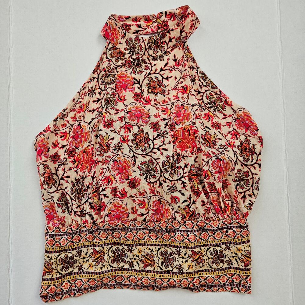 Nicole Miller New York Halter Top Size Small Boho Hippie Y2K Festival Deep Back